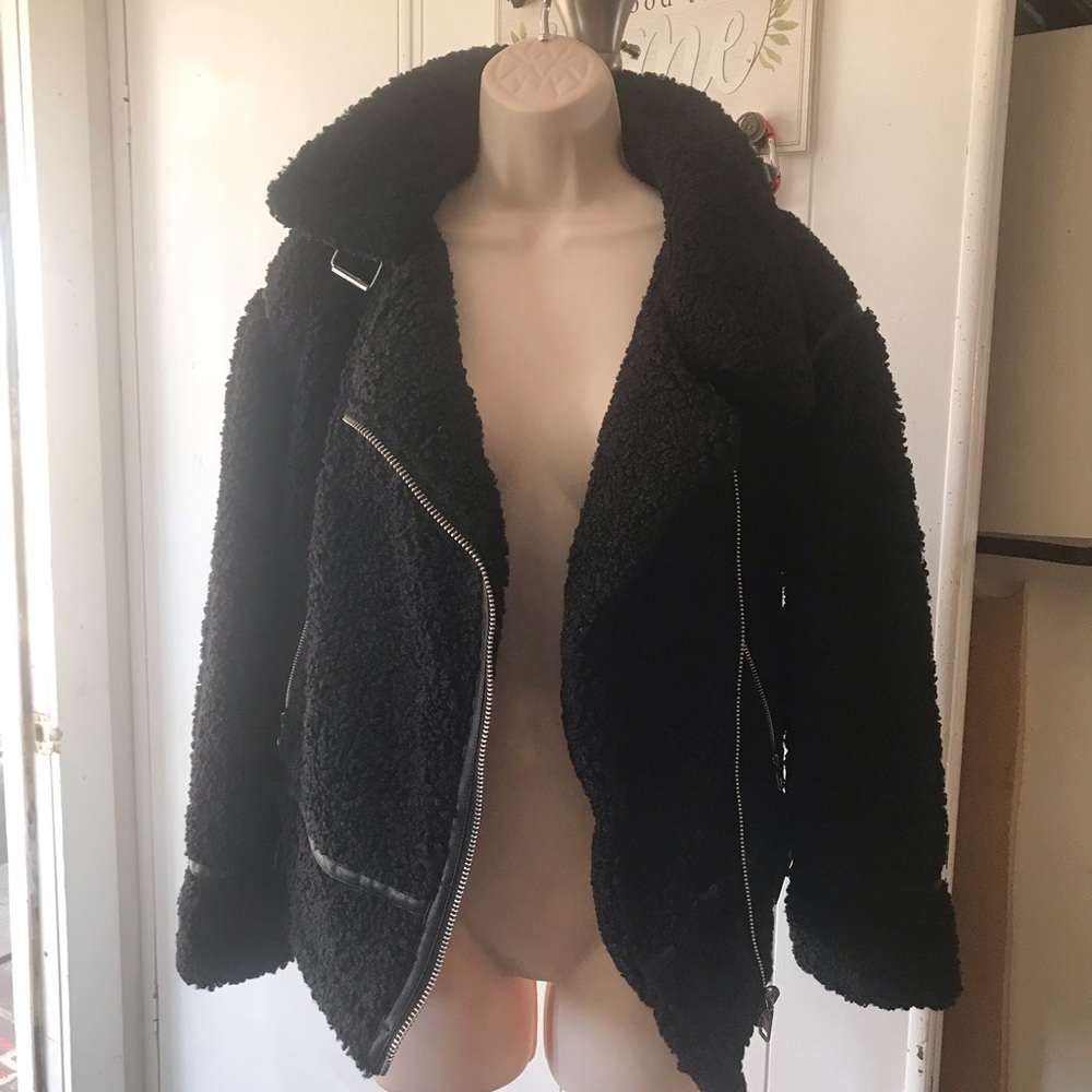 Stylish Black Beautiful Fancy Ana Fur Like Coat Jacket